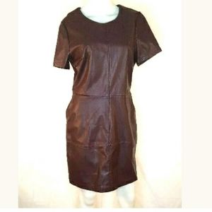 1'state Red Fux Leather Shift dress Size M exposed